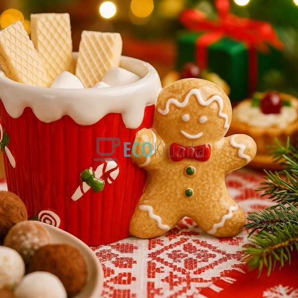 Новорічний кухоль з пряниковим чоловічком 390 мл – черво ... Новорічний кухоль з пряниковим чоловічком 390 мл – черво ...