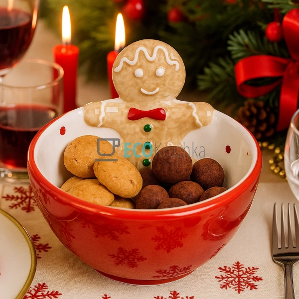 Новорічна піала з пряниковим чоловічком 320 мл – червона ... Новорічна піала з пряниковим чоловічком 320 мл – червона ...
