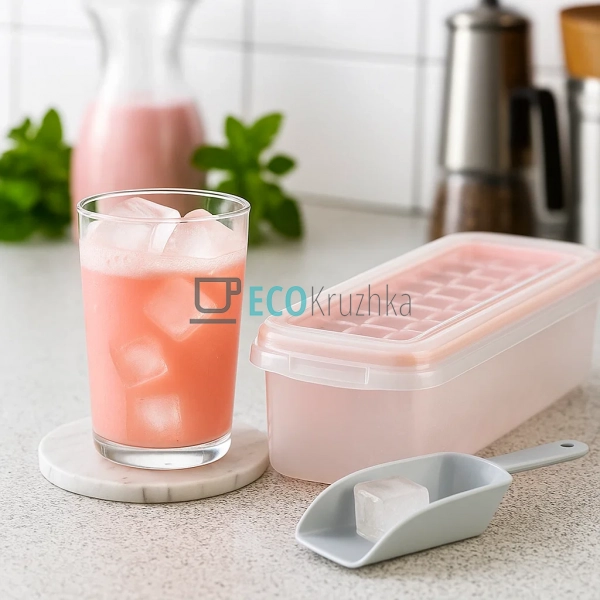 Форма для льоду з кришкою, контейнером і лопаткою для ку ... Форма для льоду з кришкою, контейнером і лопаткою для ку ...