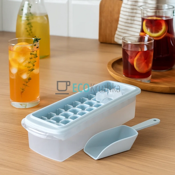 Форма для льоду з кришкою, контейнером і лопаткою для ку ... Форма для льоду з кришкою, контейнером і лопаткою для ку ...