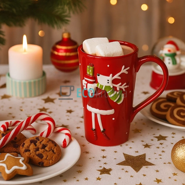 Новорічний кухоль з оленихою та подарунками 500 мл – чер ... Новорічний кухоль з оленихою та подарунками 500 мл – чер ...