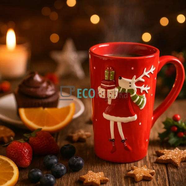 Новорічний кухоль з оленихою та подарунками 500 мл – чер ... Новорічний кухоль з оленихою та подарунками 500 мл – чер ...