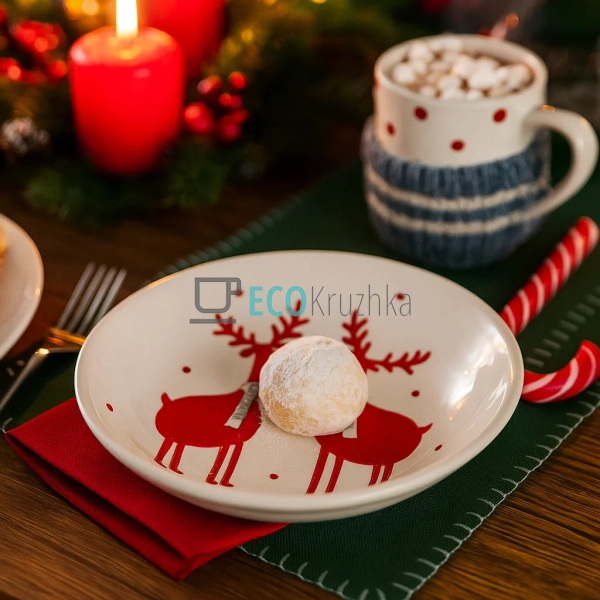 Новорічна керамічна піала з оленями 350 мл – біла (834-1 ... Новорічна керамічна піала з оленями 350 мл – біла (834-1 ...