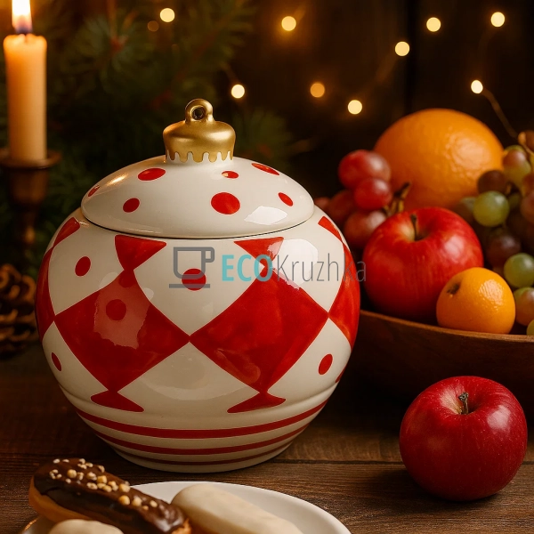 Керамічна банка “Ялинкова куля” 650 мл – новорічний деко ... Керамічна банка “Ялинкова куля” 650 мл – новорічний деко ...