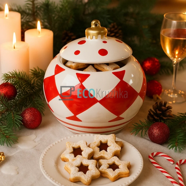 Керамічна банка “Ялинкова куля” 650 мл – новорічний деко ... Керамічна банка “Ялинкова куля” 650 мл – новорічний деко ...