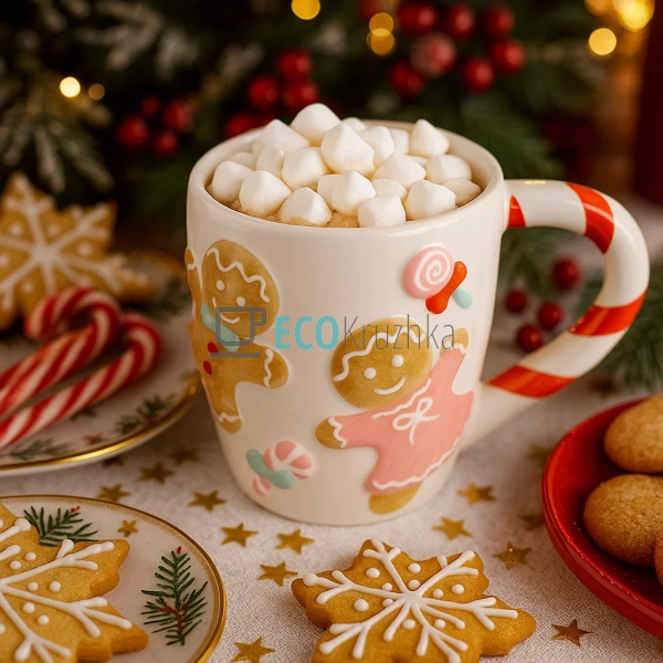 Керамічна чашка Пряниковий Чоловічок 370 мл – новорічна  ...