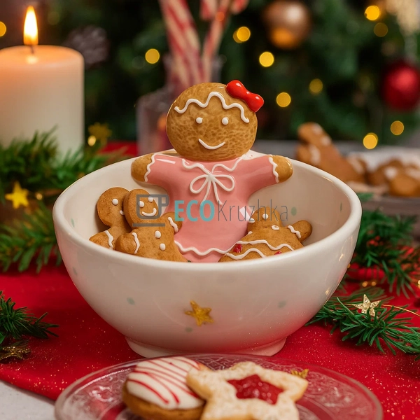 Новорічна піала з пряниковим чоловічком 530 мл – рожева ... Новорічна піала з пряниковим чоловічком 530 мл – рожева ...