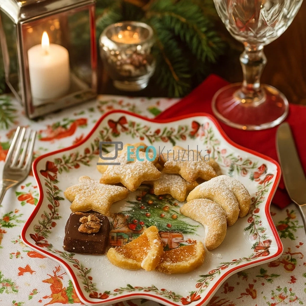 Новорічна порцелянова тарілка 19.5 см з ялинкою «Різдвян ... Новорічна порцелянова тарілка 19.5 см з ялинкою «Різдвян ...