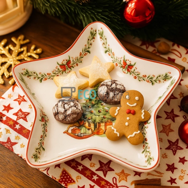 Новорічне порцелянове блюдо у формі зірки 27.5 см з ялин ... Новорічне порцелянове блюдо у формі зірки 27.5 см з ялин ...