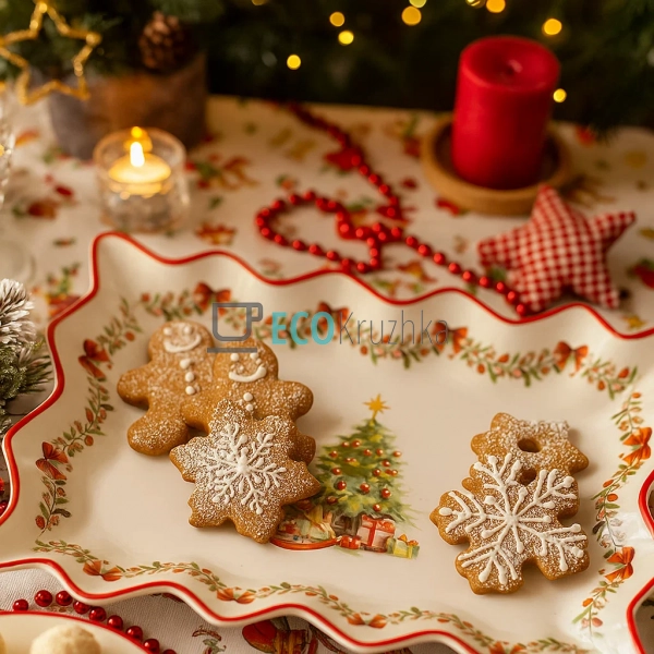 Порцелянове сервірувальне блюдо Різдвяна ялинка 35,5 см ... Порцелянове сервірувальне блюдо Різдвяна ялинка 35,5 см ...