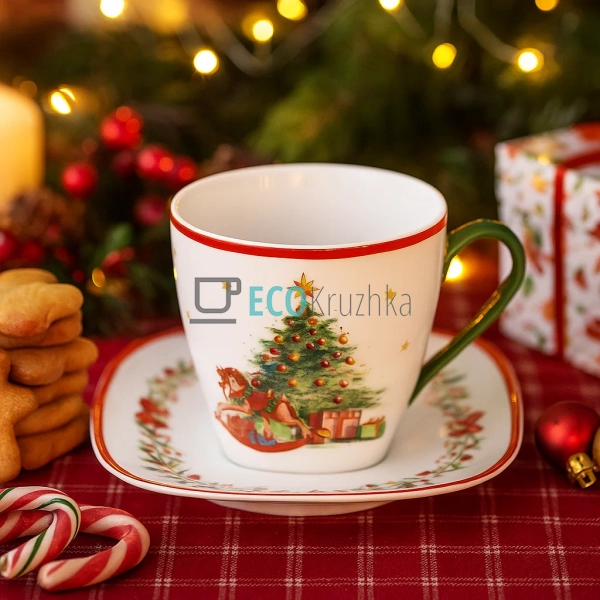 Новорічна чашка з блюдцем «Різдвяна ялинка» 220 мл – пор ... Новорічна чашка з блюдцем «Різдвяна ялинка» 220 мл – пор ...
