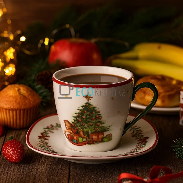 Новорічна чашка з блюдцем «Різдвяна ялинка» 220 мл – пор ... Новорічна чашка з блюдцем «Різдвяна ялинка» 220 мл – пор ...