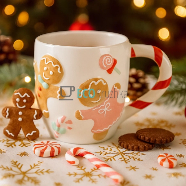 Керамічна чашка Пряниковий Чоловічок 370 мл – новорічна  ...