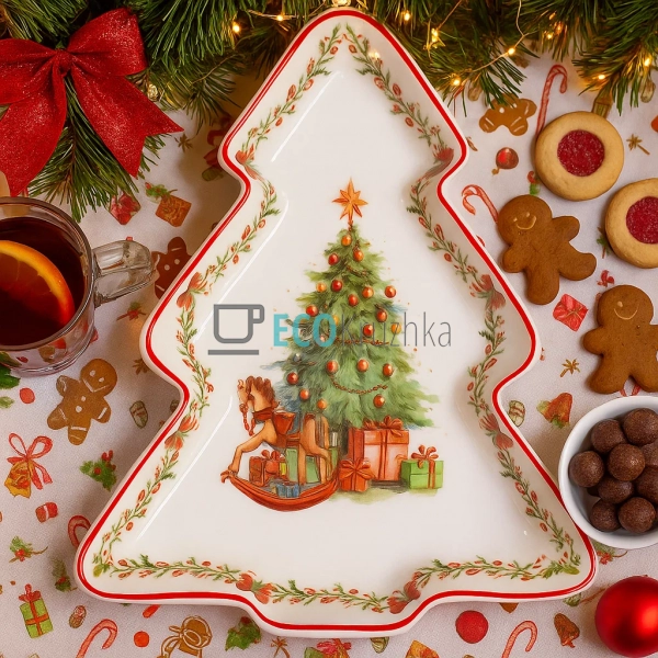 Новорічне порцелянове блюдо у формі ялинки 30,5 см – свя ... Новорічне порцелянове блюдо у формі ялинки 30,5 см – свя ...