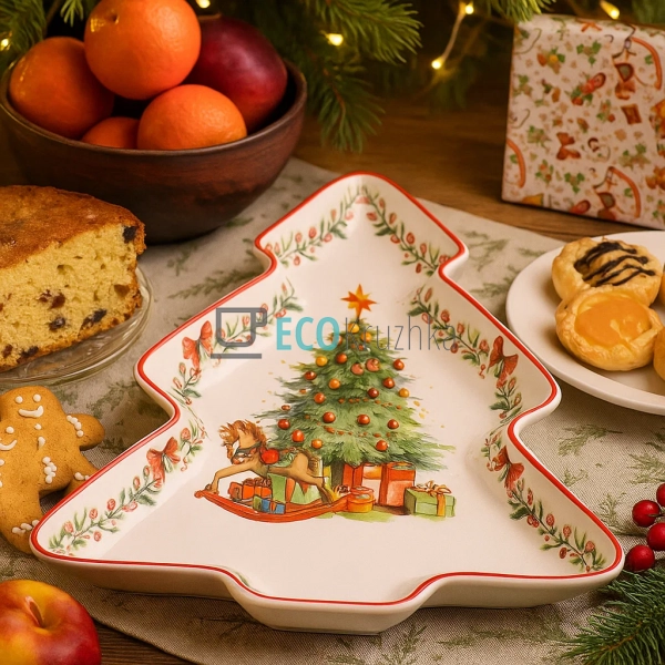 Новорічне порцелянове блюдо у формі ялинки 30,5 см – свя ... Новорічне порцелянове блюдо у формі ялинки 30,5 см – свя ...