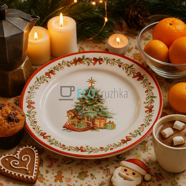 Новорічна тарілка ялинка 19 см – порцелянова різдвяна се ... Новорічна тарілка ялинка 19 см – порцелянова різдвяна се ...