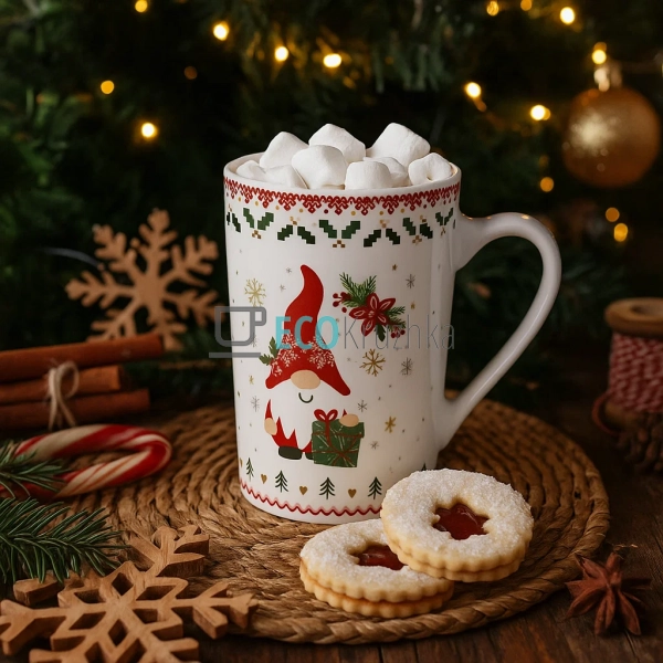 Новорічна кружка 400 мл з Гномиком – порцелянова чашка н ... Новорічна кружка 400 мл з Гномиком – порцелянова чашка н ...