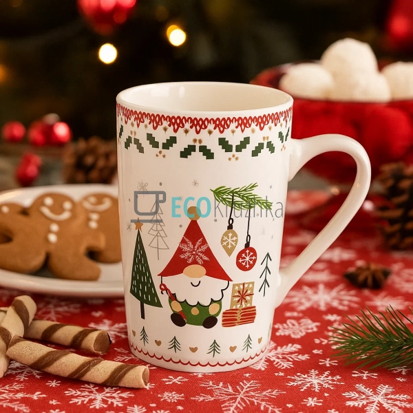 Новорічна кружка 400 мл з Гномиком та ялинкою – порцелян ... Новорічна кружка 400 мл з Гномиком та ялинкою – порцелян ...