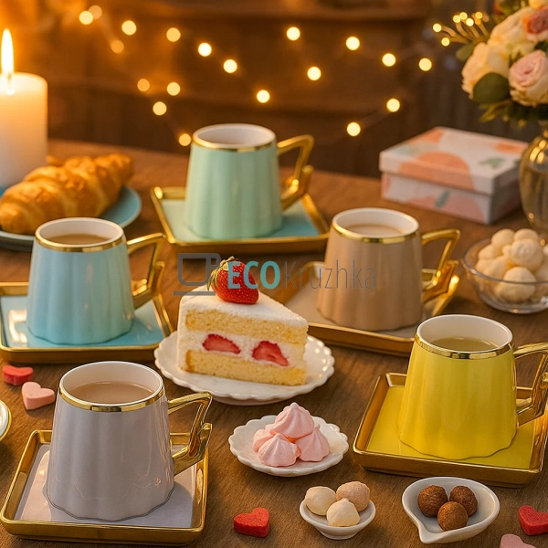 Чайний сервіз порцеляновий на 6 персон Блискавка – чашки ... Чайний сервіз порцеляновий на 6 персон Блискавка – чашки ...