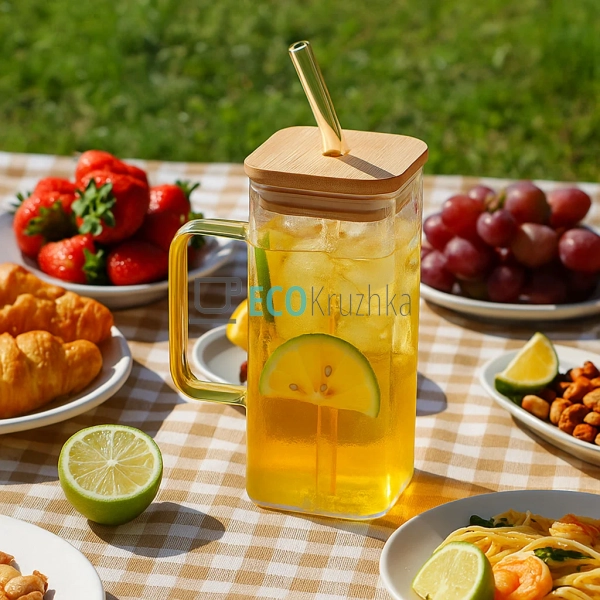 Еко стакан 400 мл з трубочкою та бамбуковою кришкою – ба ... Еко стакан 400 мл з трубочкою та бамбуковою кришкою – ба ...