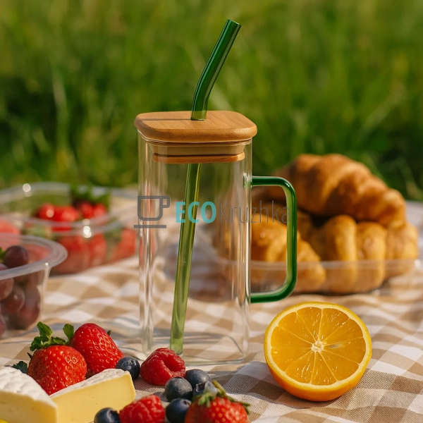 Еко стакан 400 мл з трубочкою та бамбуковою кришкою – ба ... Еко стакан 400 мл з трубочкою та бамбуковою кришкою – ба ...