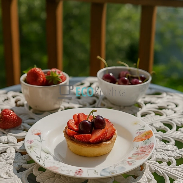 Порцелянова десертна тарілка з квітковим візерунком Flow ...