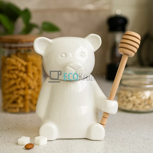 Медівниця у формі ведмедика з порцеляни 280 мл з дерев’я ... Медівниця у формі ведмедика з порцеляни 280 мл з дерев’я ...