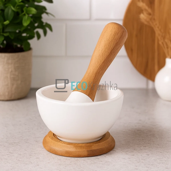 Порцелянова ступка з товкачем для спецій і трав Naturel ... Порцелянова ступка з товкачем для спецій і трав Naturel ...