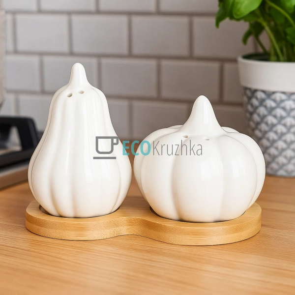 Набір для спецій сіль і перець порцеляновий у формі гарб ... Набір для спецій сіль і перець порцеляновий у формі гарб ...