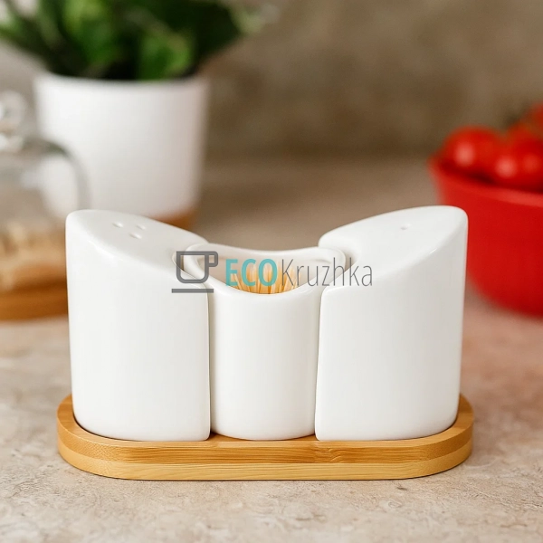 Набір для спецій сіль, перець і зубочистки порцеляновий ... Набір для спецій сіль, перець і зубочистки порцеляновий ...