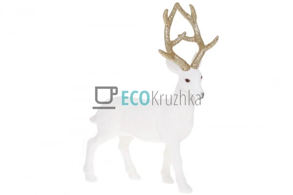 Білий новорічний олень 30 см — фігурка з велюром і золот ... Білий новорічний олень 30 см — фігурка з велюром і золот ...