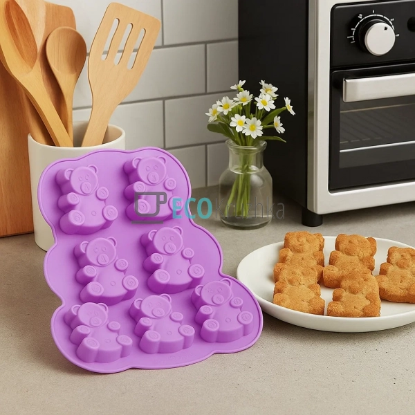 Силіконова форма для кексів Барні 7 шт, фіолетова 26×23× ...