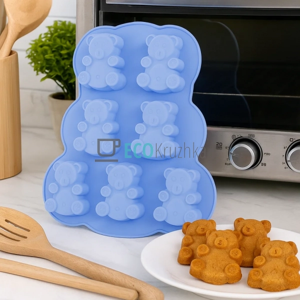 Силіконова форма для кексів Барні 7 шт, синя 26×23×3 см  ...