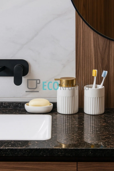 Набір "Matte White" для ванної кімнати: дозатор 350 мл, ... Набір "Matte White" для ванної кімнати: дозатор 350 мл, ...