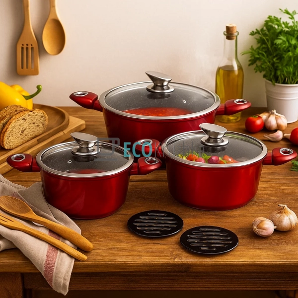 Набір каструль Edenberg 8 предметів з мармуровим антипри ...