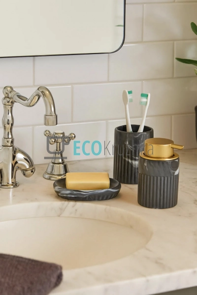 Набір "Marble Grey" для ванної кімнати: дозатор 350 мл, ... Набір "Marble Grey" для ванної кімнати: дозатор 350 мл, ...