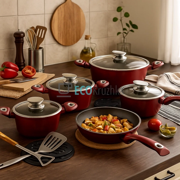 Набір каструль Edenberg 12 предметів з мармуровим антипр ... Набір каструль Edenberg 12 предметів з мармуровим антипр ...