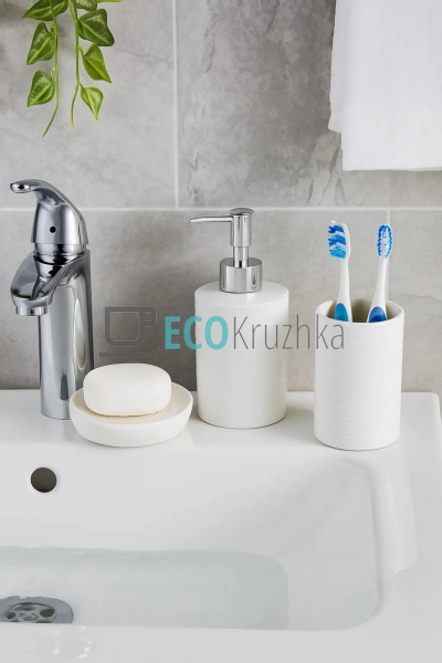 Набір для ванної кімнати (3 предмети): дозатор 390мл, ск ... Набір для ванної кімнати (3 предмети): дозатор 390мл, ск ...