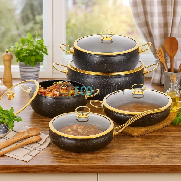 Набір каструль Edenberg 10 предметів з мармуровим антипр ... Набір каструль Edenberg 10 предметів з мармуровим антипр ...