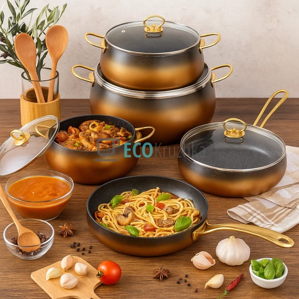 Набір каструль Edenberg 10 предметів з мармуровим антипр ... Набір каструль Edenberg 10 предметів з мармуровим антипр ...