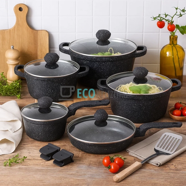 Набір каструль Edenberg 12 предметів з мармуровим антипр ... Набір каструль Edenberg 12 предметів з мармуровим антипр ...