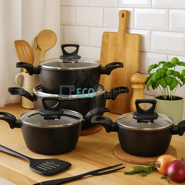 Набір каструль Edenberg 8 предметів з мармуровим антипри ... Набір каструль Edenberg 8 предметів з мармуровим антипри ...