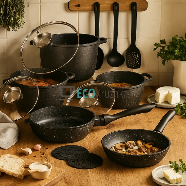 Набір каструль Edenberg 17 предметів з мармуровим антипр ... Набір каструль Edenberg 17 предметів з мармуровим антипр ...