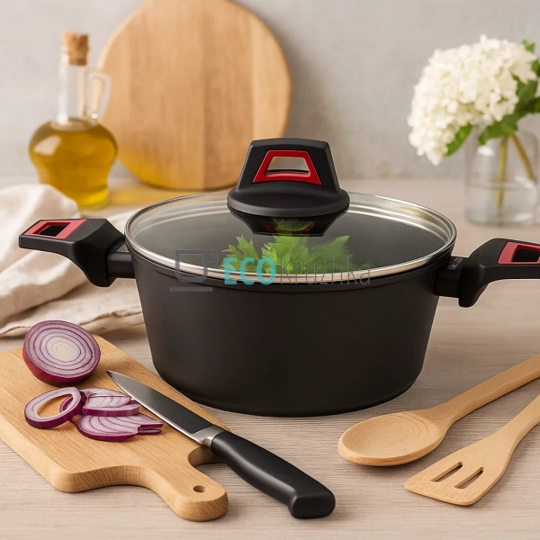 Каструля (казан) з термоіндикатором та скляною кришкою ... Каструля (казан) з термоіндикатором та скляною кришкою ...