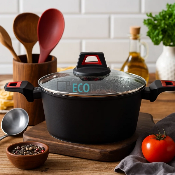 Каструля (казан) з термоіндикатором та скляною кришкою ... Каструля (казан) з термоіндикатором та скляною кришкою ...