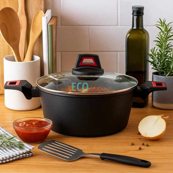 Каструля (казан) з термоіндикатором та скляною кришкою ... Каструля (казан) з термоіндикатором та скляною кришкою ...