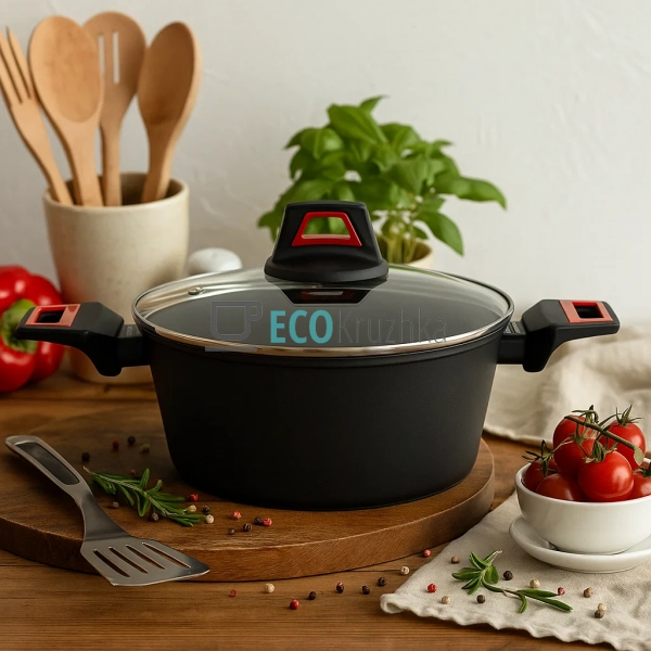 Каструля (казан) з термоіндикатором та скляною кришкою ... Каструля (казан) з термоіндикатором та скляною кришкою ...