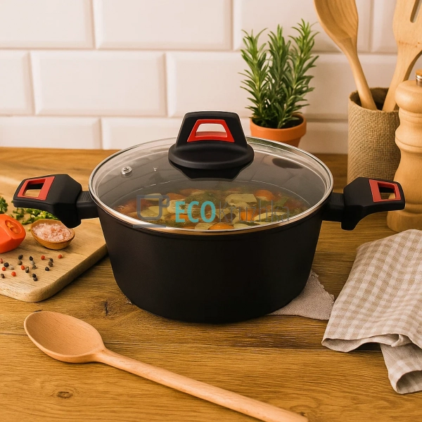 Каструля (казан) з термоіндикатором та скляною кришкою ... Каструля (казан) з термоіндикатором та скляною кришкою ...