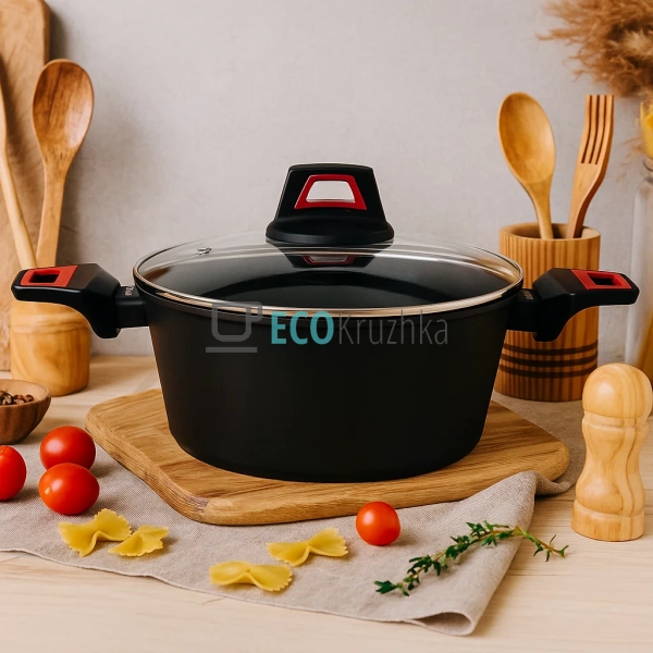 Каструля (казан) з термоіндикатором та скляною кришкою ... Каструля (казан) з термоіндикатором та скляною кришкою ...