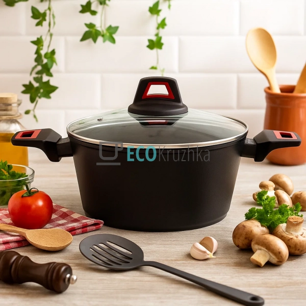 Каструля (казан) з термоіндикатором та скляною кришкою ... Каструля (казан) з термоіндикатором та скляною кришкою ...